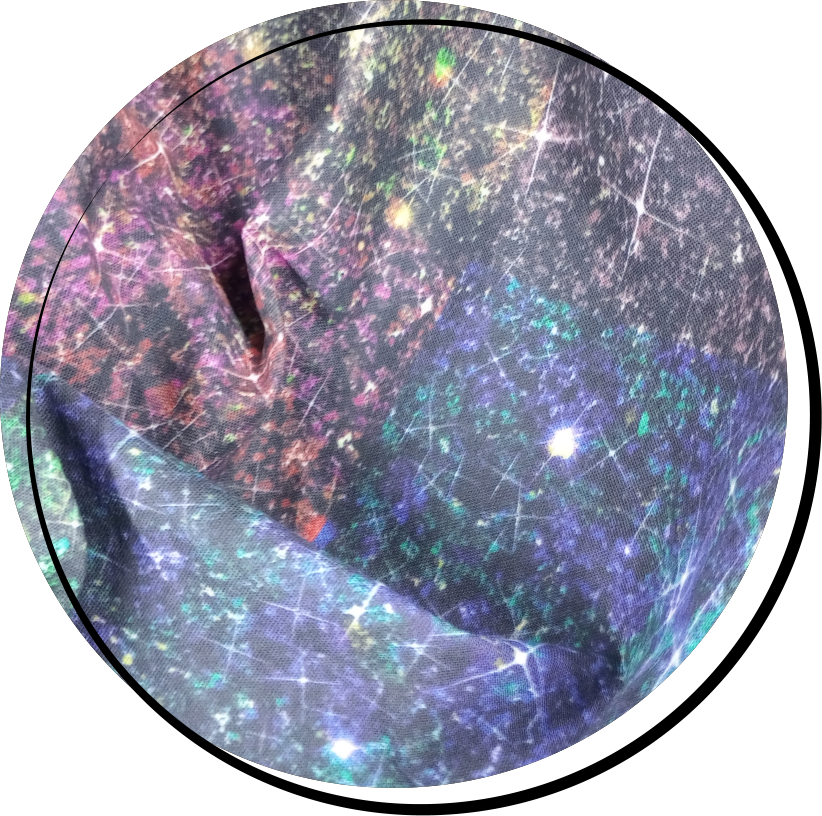 Dragon-skin-style faux glitter printed on cotton fabric.