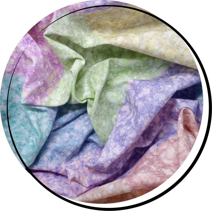Elfin-pastels-style faux glitter printed on cotton fabric.