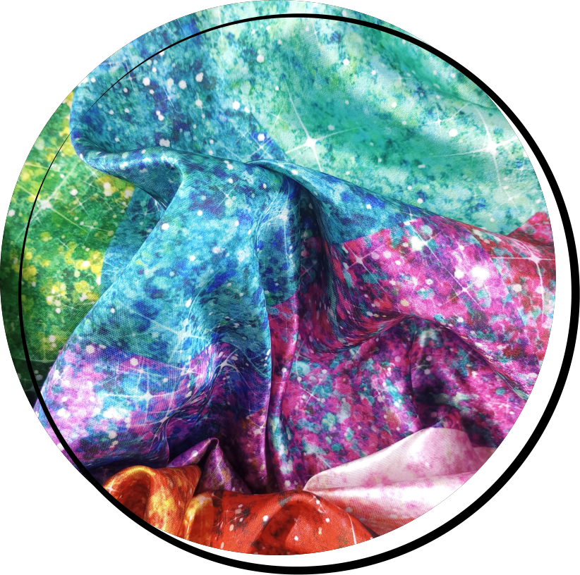 Solid color vintage-Christmas-style faux glitter printed on satin fabric.